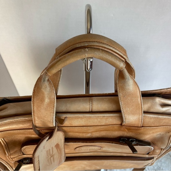 CLAIRE CHASE Genuine Leather Brown Briefcase Tan Leather Men's Bag - Picture 6 of 16